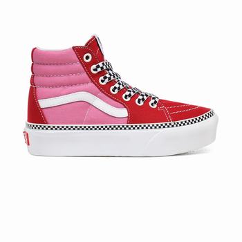 Detske Kotnikove Tenisky Vans 2-Tone Sk8-Hi Platform 2.0 (4-8 years) Červené/Fuchsie Ruzove VA41CIZXF